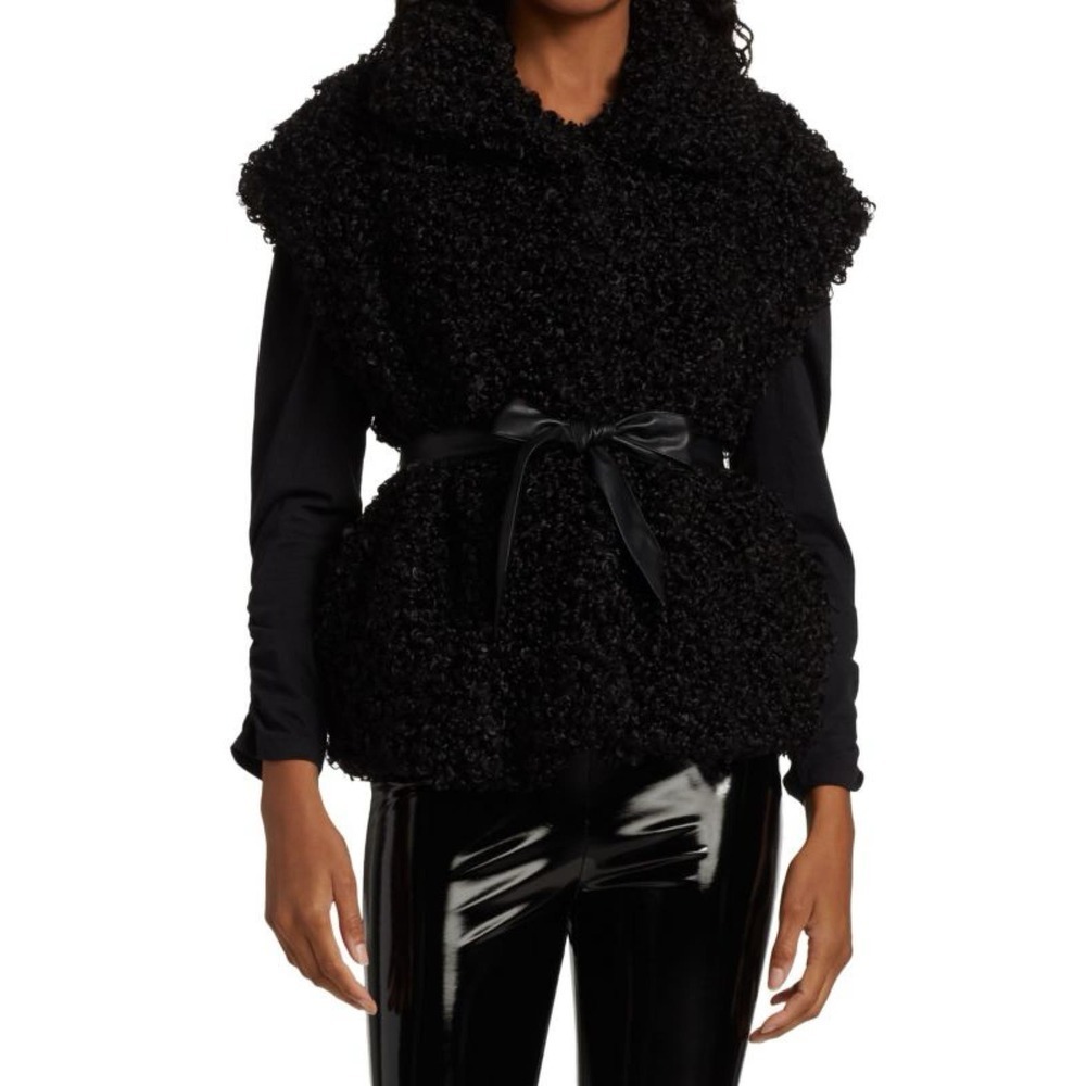 7 For All Mankind Faux Shearling Vest in Black Size M